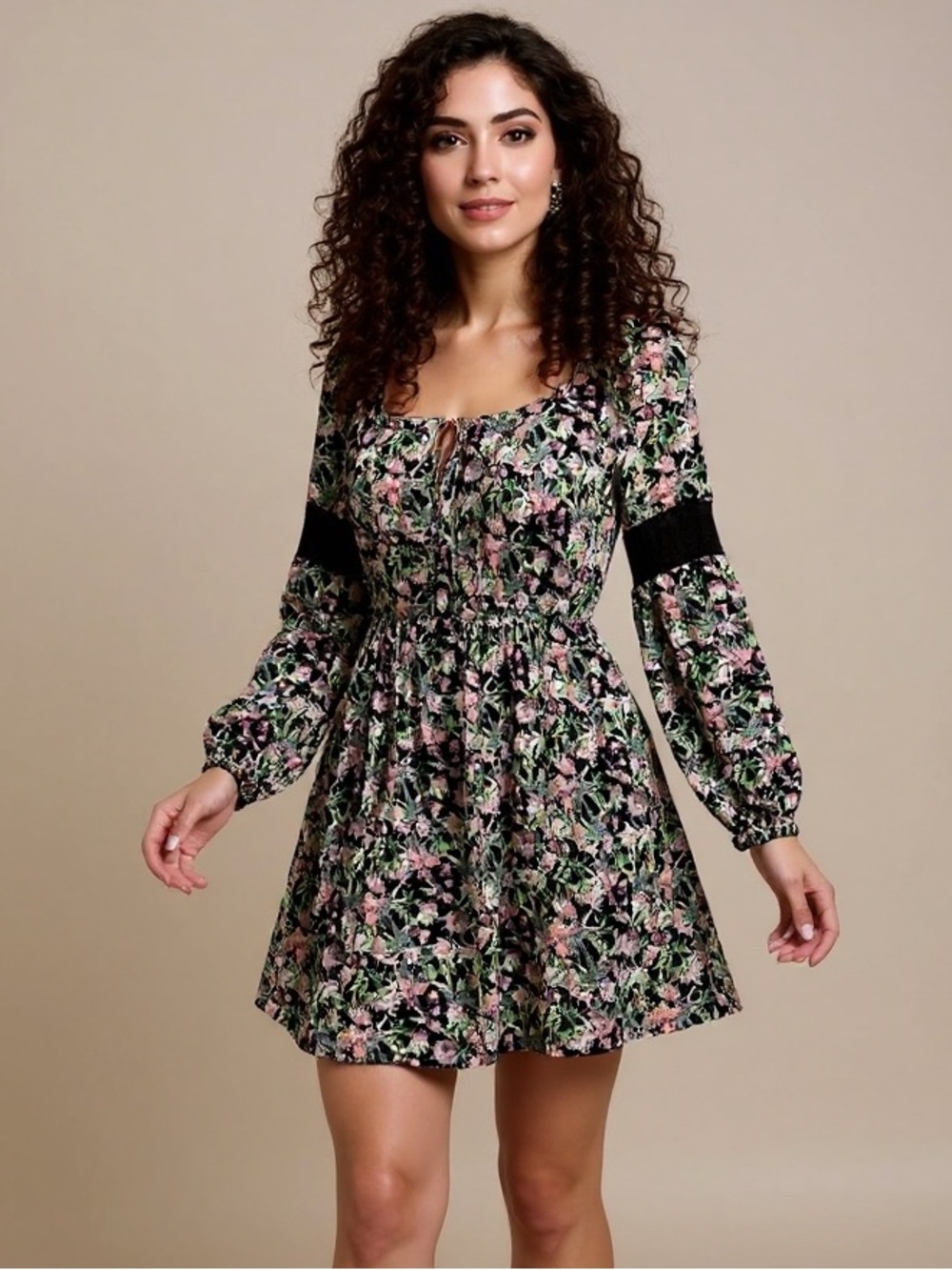 Princess Vera Wang Floral Long Sleeve Dress - Size L